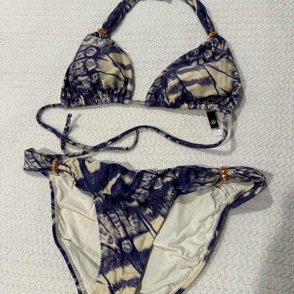 Stylish Purple and Cream Bikini Set